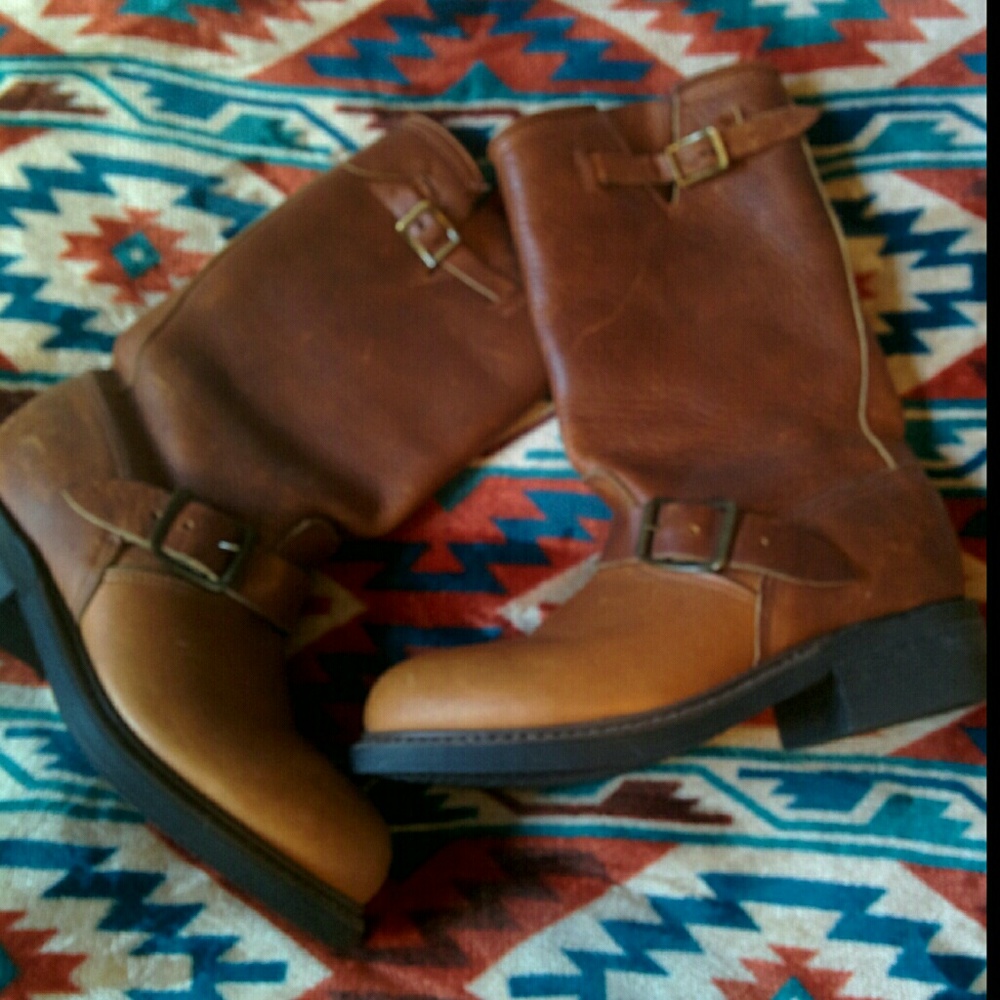 Genuine Leather Vintage Cowboy Boots Brown 🐎👢